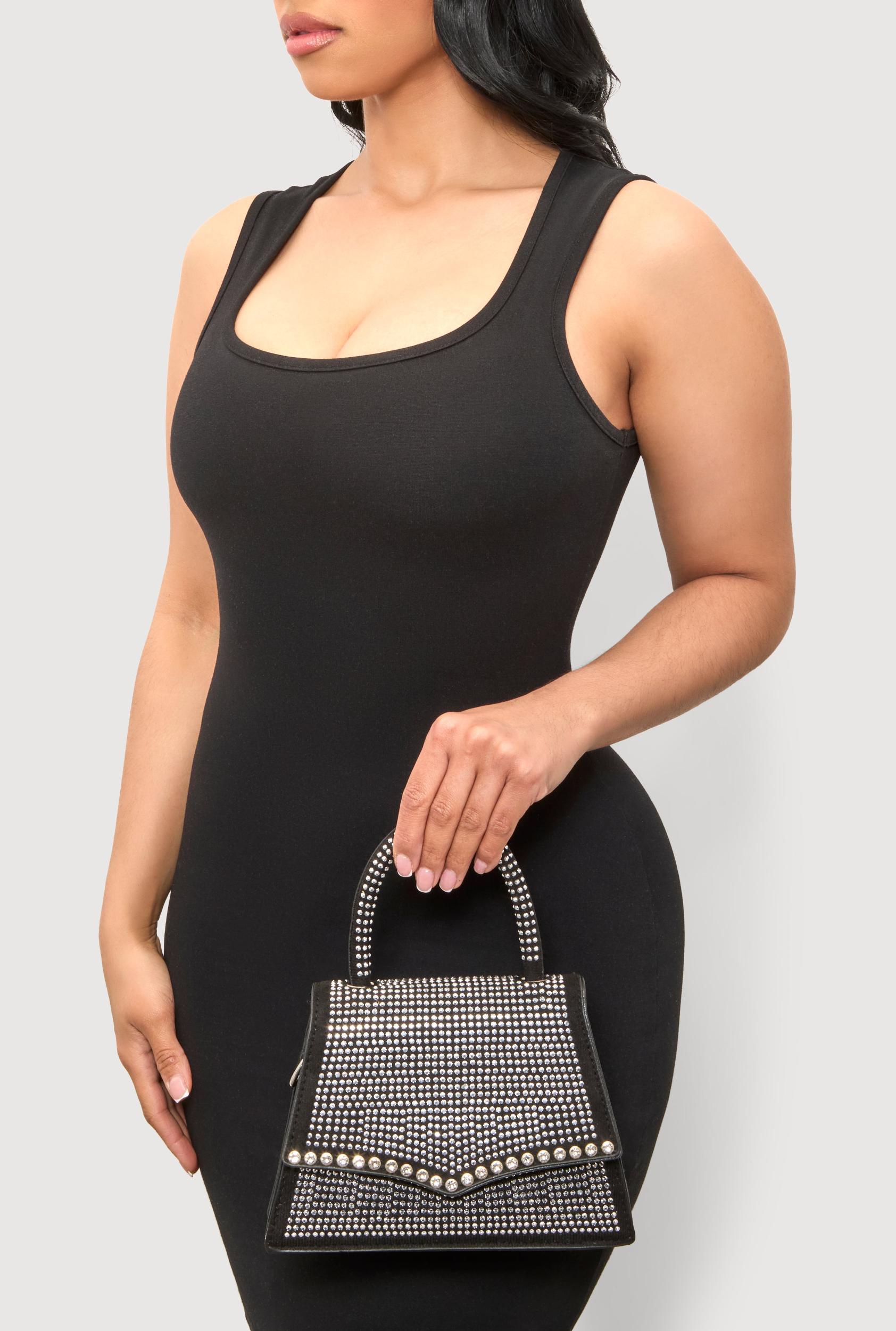 Rhinestone Studded Faux Leather Handbag Female Product Image
