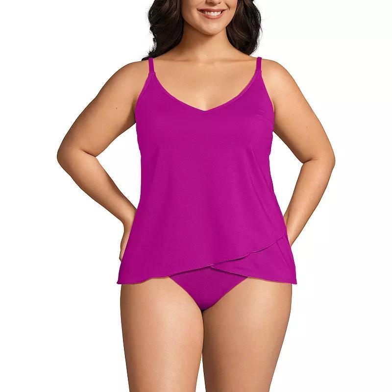 Plus Size Lands' End DDD-Cup Tulip Hem Tankini Swim Top, Women's, Size: 1XL, Rich Olive Green Product Image