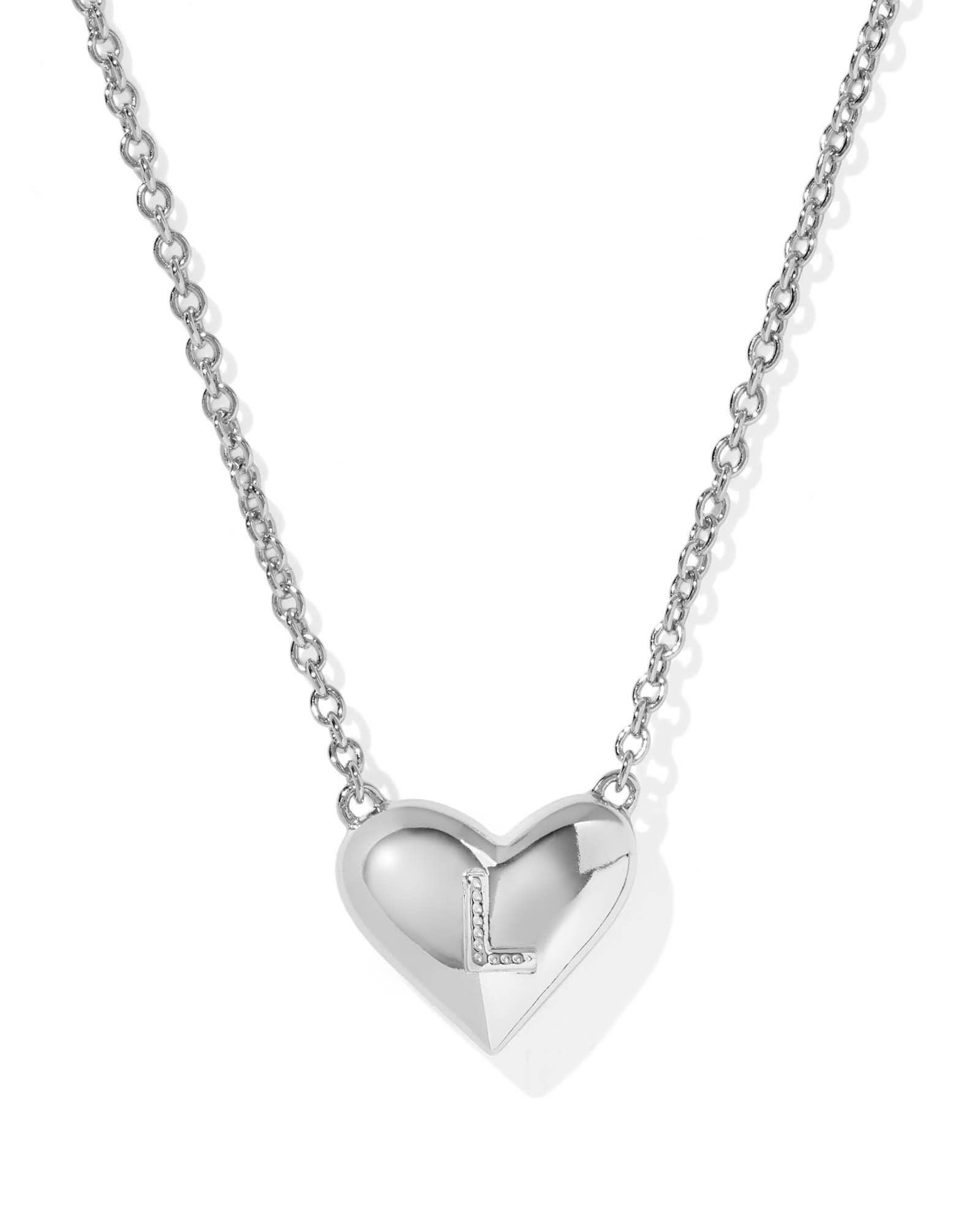 Ari Heart Letter L Silver Short Pendant Necklace Product Image