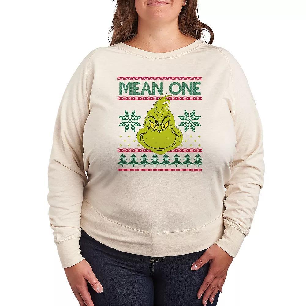 Plus Size Dr. Seuss The Grinch Mean One French Terry Long Sleeve Tee, Womens Product Image