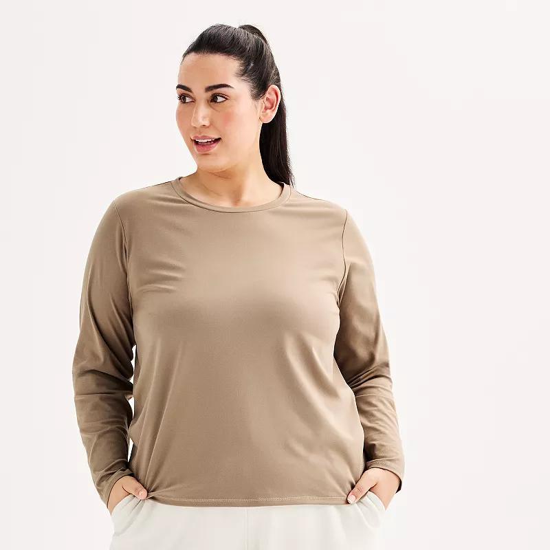 Plus Size Tek Gear® Essential Soft Long Sleeve Tee, Women's, Size: 3XL, Modern White Product Image