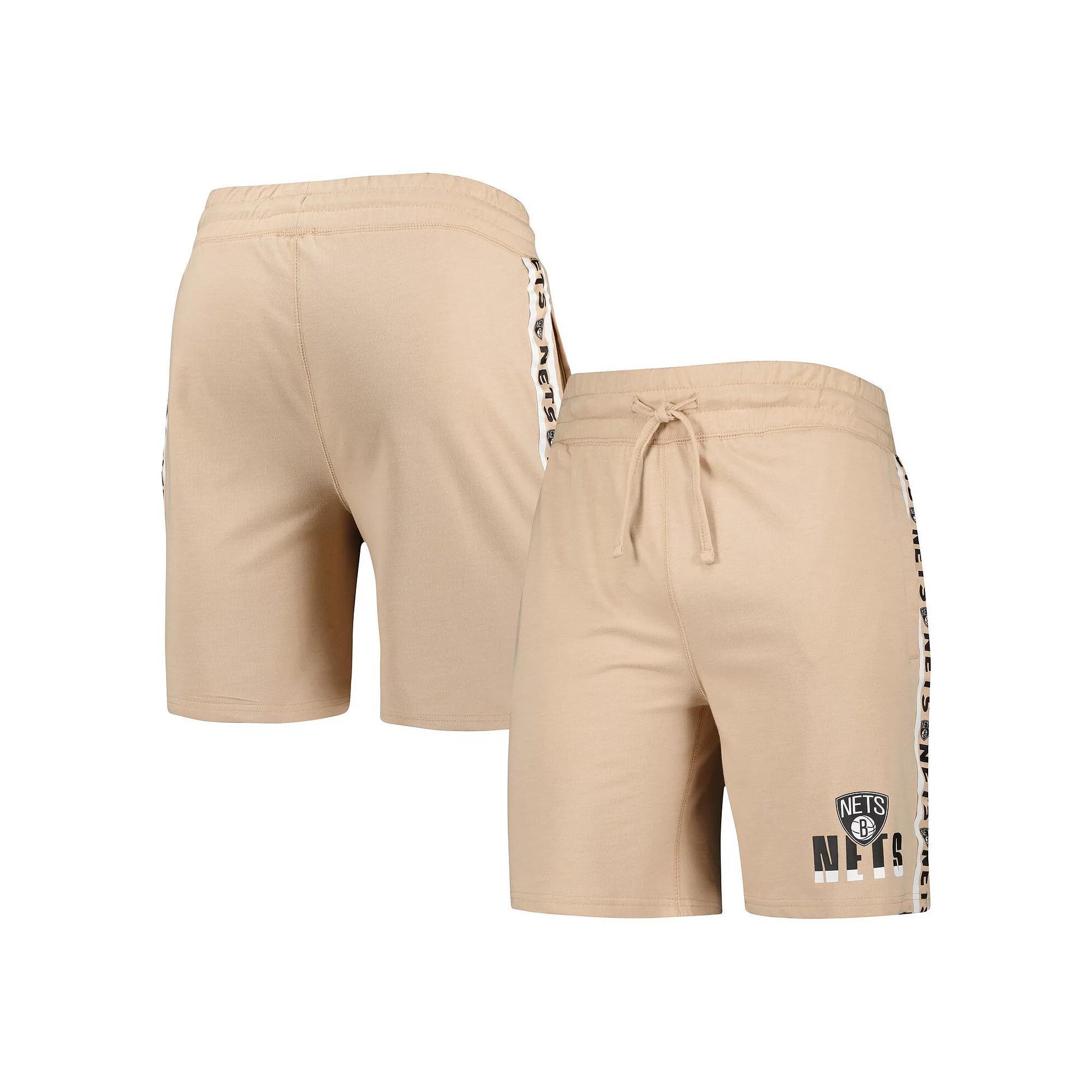 Men's Concepts Sport  Tan Brooklyn Nets Team Stripe Shorts, Size: Medium Product Image