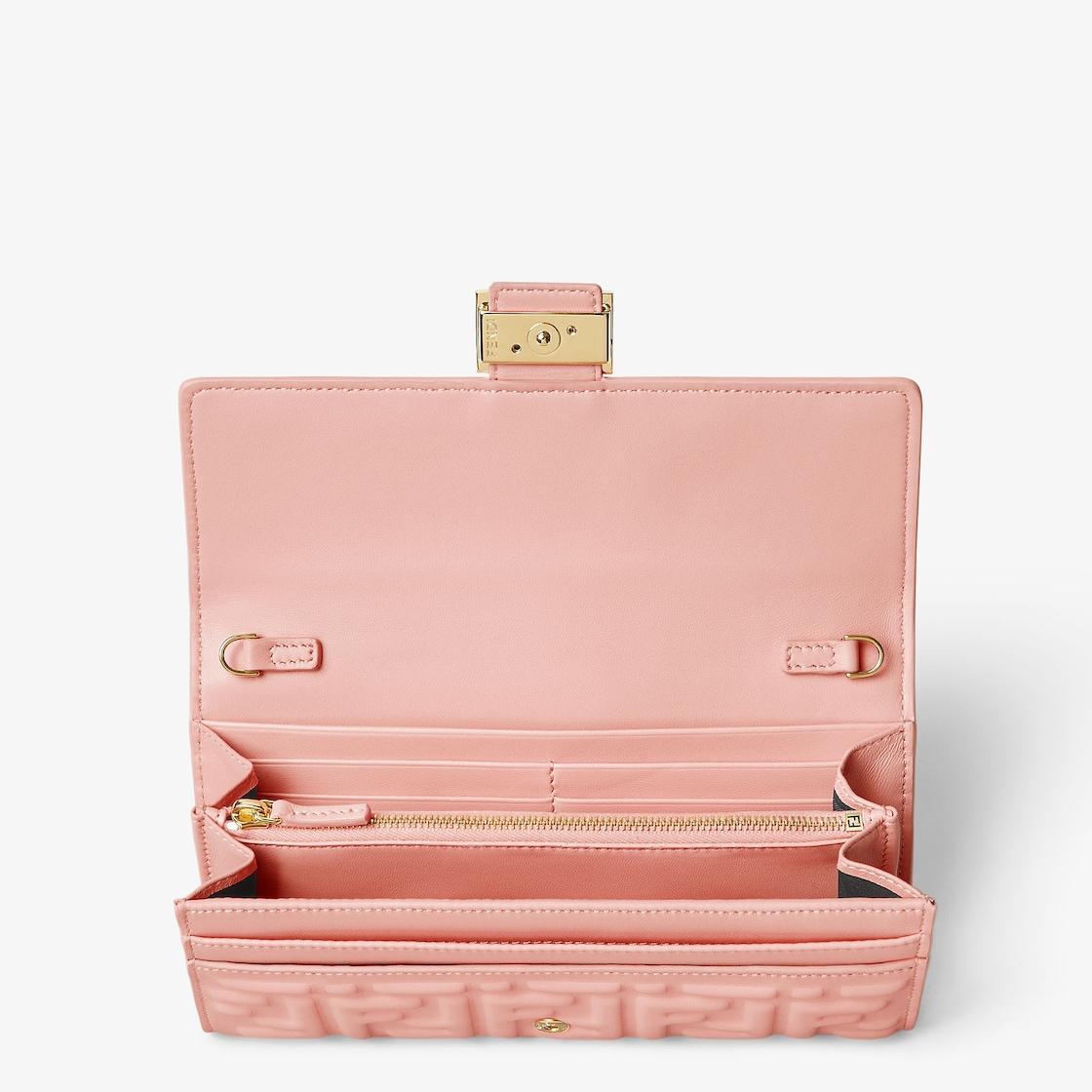 Baguette Continental Wallet With ChainPink nappa leather wallet with FF motif Product Image