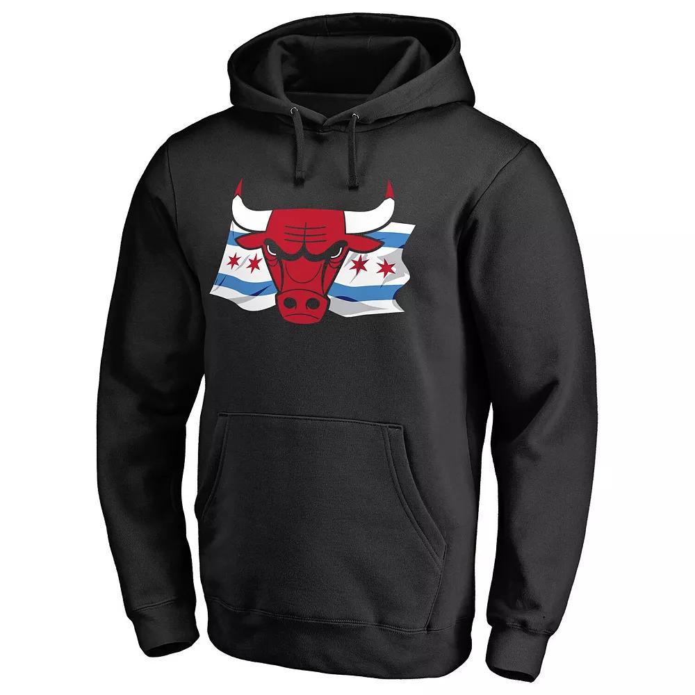 Men's Fanatics Branded Black Chicago Bulls Hometown Collection Chicago Flag Pullover Hoodie, Size: XL Product Image