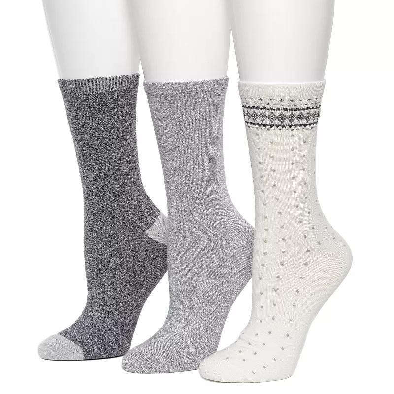 Womens Cuddl Duds 3-Pack Plushfill Midweight Diamond Fairisle Twist Checkboard Crew Socks Windsor Red Product Image