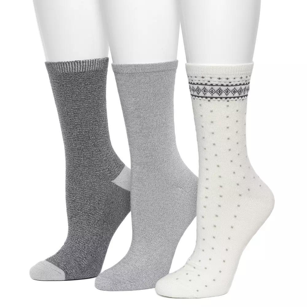 Womens Cuddl Duds 3-Pack Plushfill Midweight Diamond Fairisle Twist Checkboard Crew Socks Windsor Red Product Image