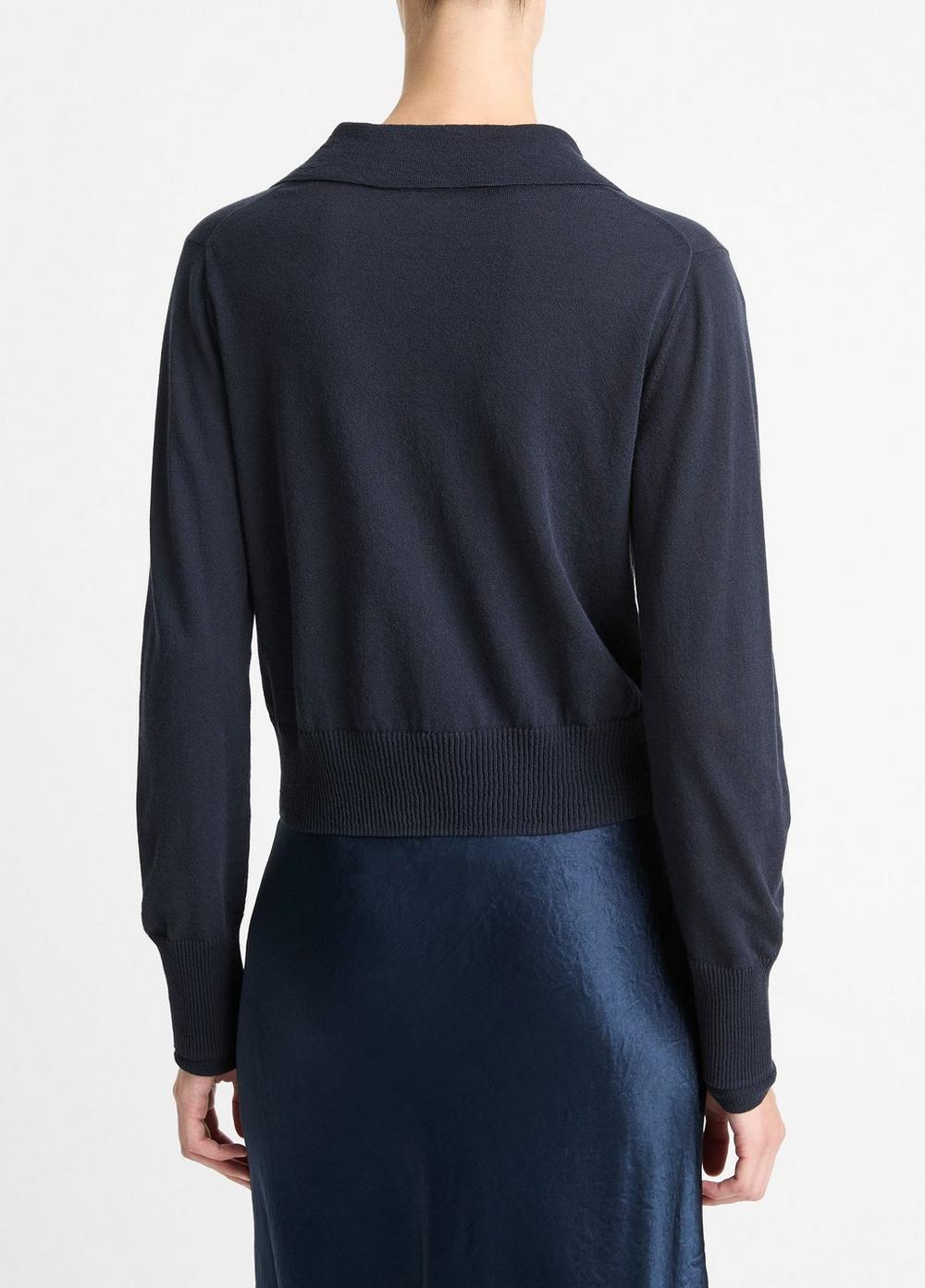 Womens Italian Cotton-Blend Double-Layer Sweater, Navy, Size XXS Vince Product Image