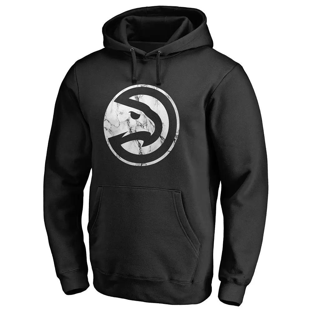 Men's Fanatics Branded Black Atlanta Hawks Marble Logo Pullover Hoodie, Size: 3XL Product Image