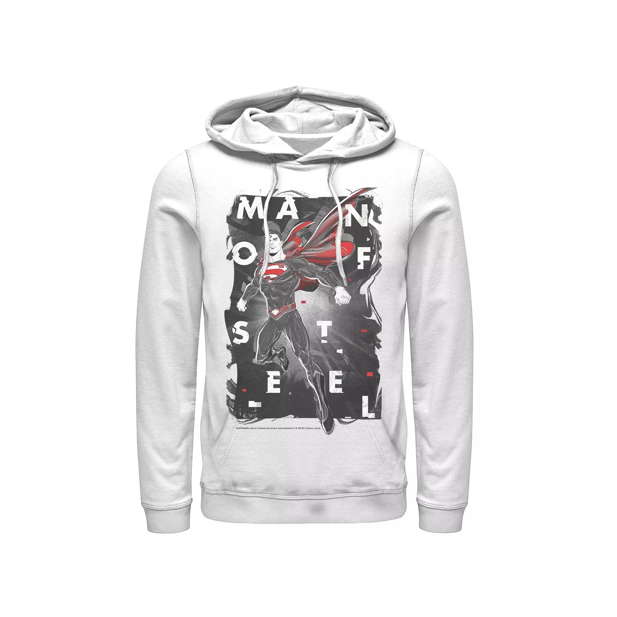 Men's DC Comics Superman Man Of Steel Glitch Poster Hoodie, Size: XL, White Product Image