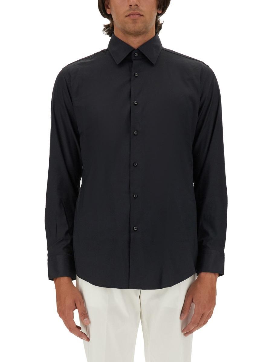 HUGO BOSS Robbie Regular Fit Button-up Performance Shirt In Black Product Image