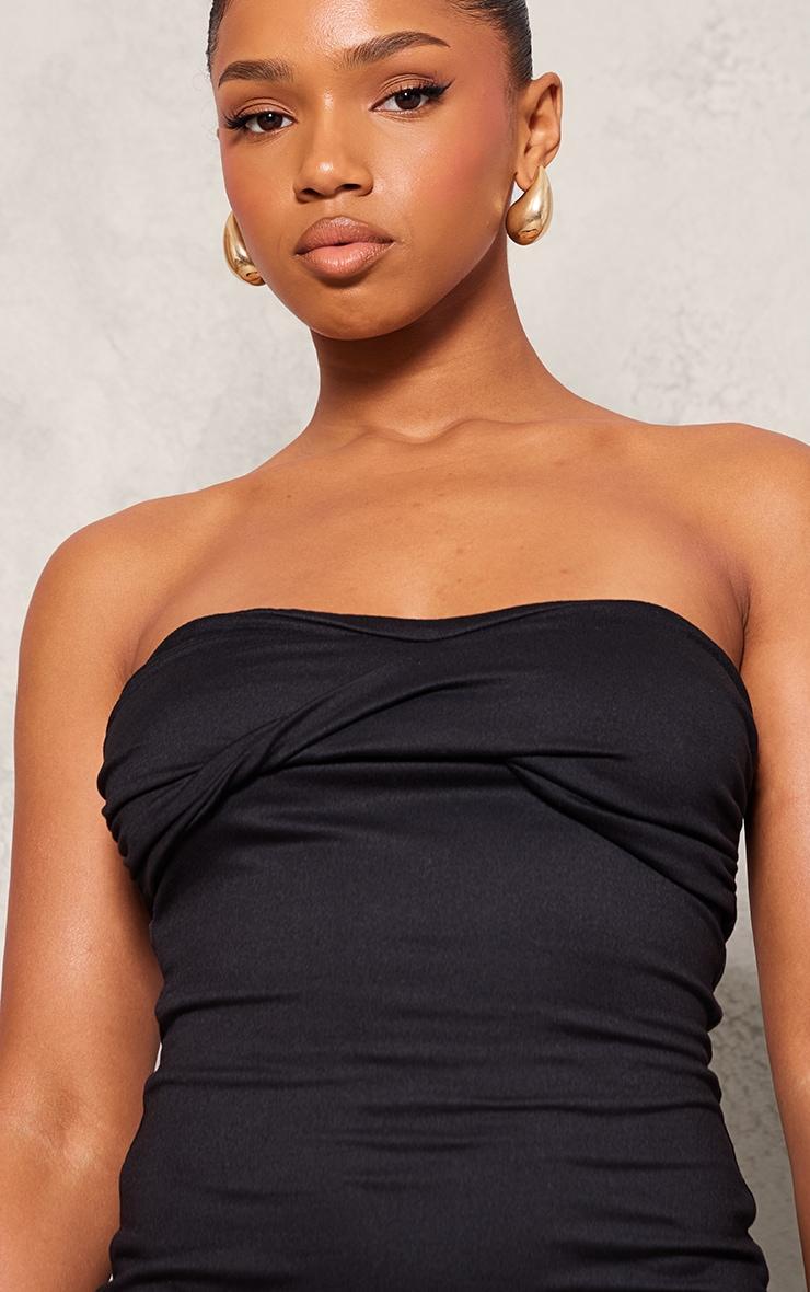 Black Double Contour Twist Bandeau Bodycon Dress Product Image