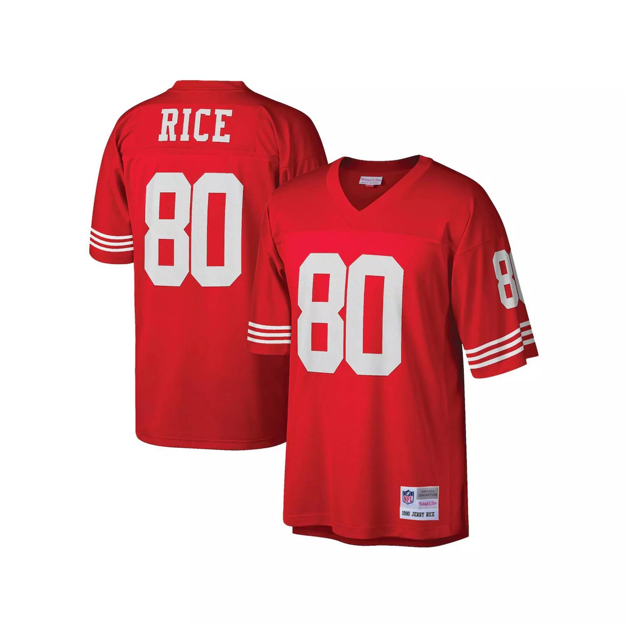 Mens Mitchell & Ness Jerry Rice Scarlet San Francisco 49ers Big & Tall 1990 Retired Player Replica Jersey Product Image