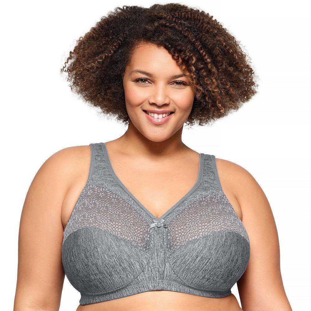 Plus Size Glamorise Full-Figure MagicLift Moisture Control Wirefree Bra 1064, Women's, Size: 42 C, Gray Grey Product Image