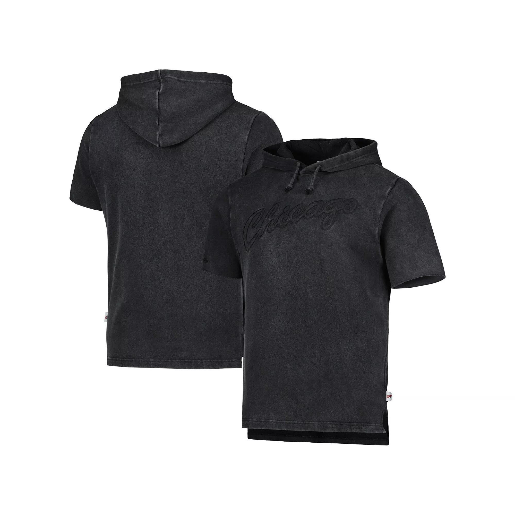 Men's Mitchell & Ness Black Chicago Bulls Tonal Short Sleeve Pullover Hoodie, Size: Medium Product Image