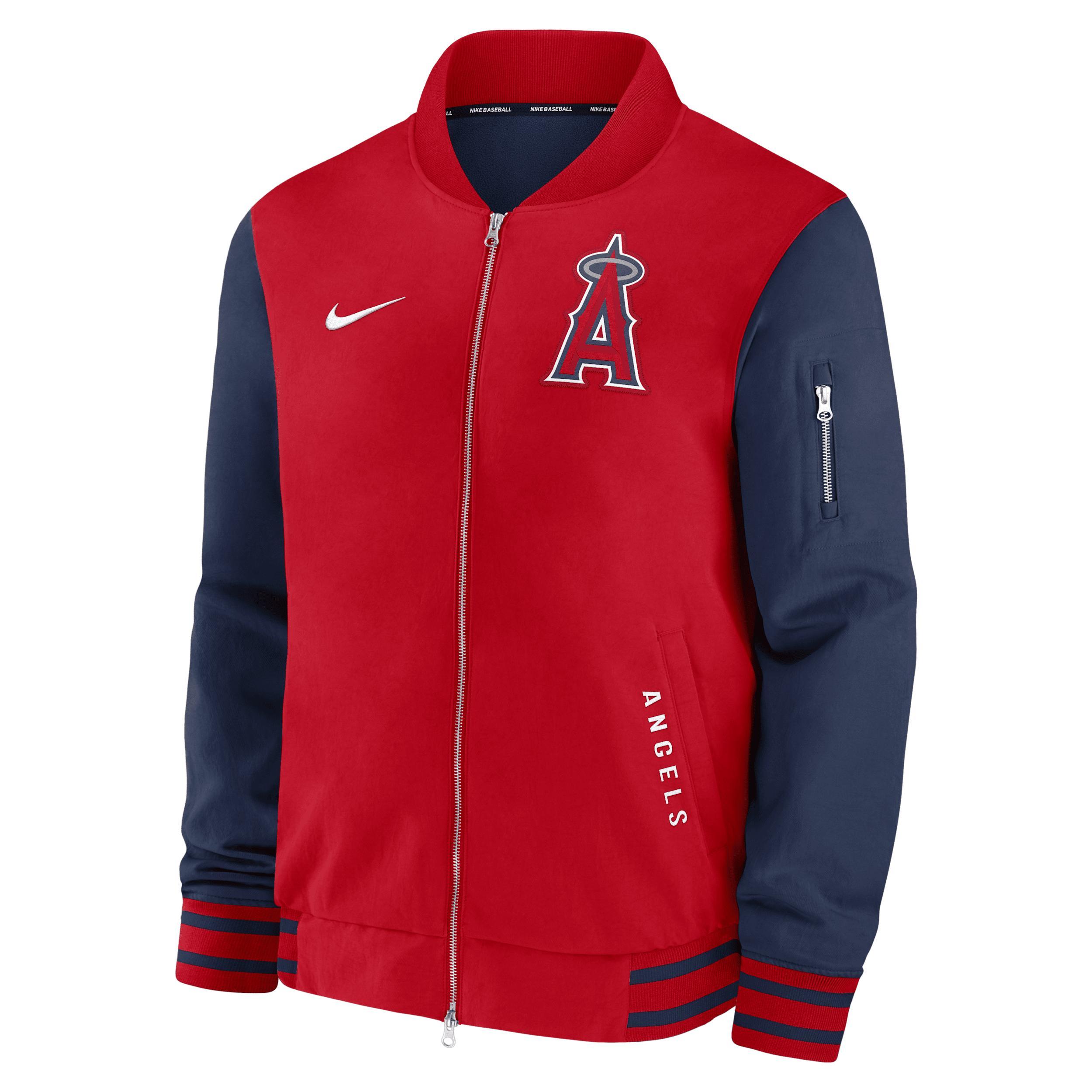 Los Angeles Angels Authentic Collection Dugout Nike Men's MLB Full-Zip Bomber Jacket Product Image