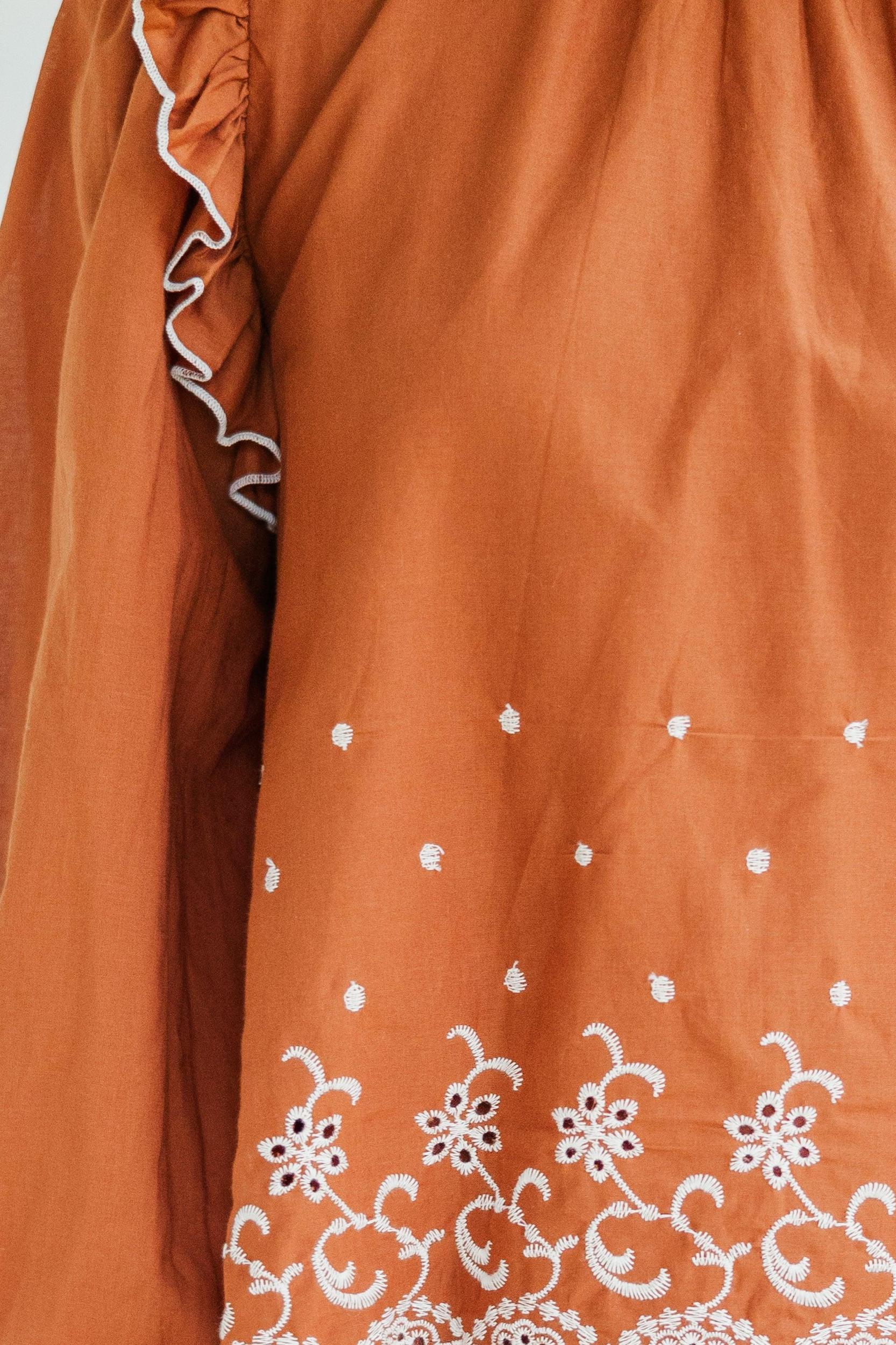 Feeling Appreciated Dark Amber Eyelet Blouse Female Product Image