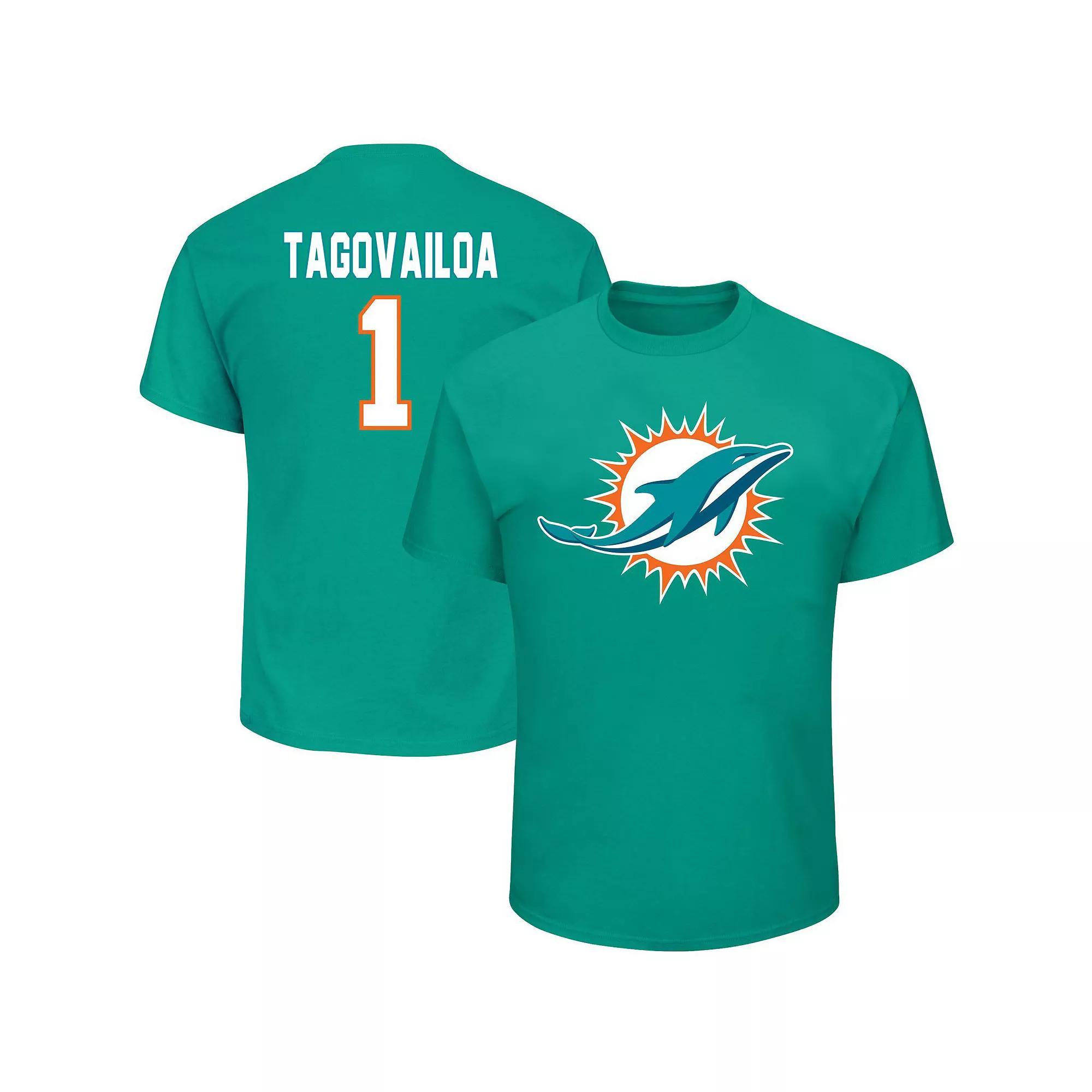 Men's Tua Tagovailoa Aqua Miami Dolphins Big & Tall Eligible Receiver III Name & Number T-Shirt, Size: 2XB, Turquoise A Product Image
