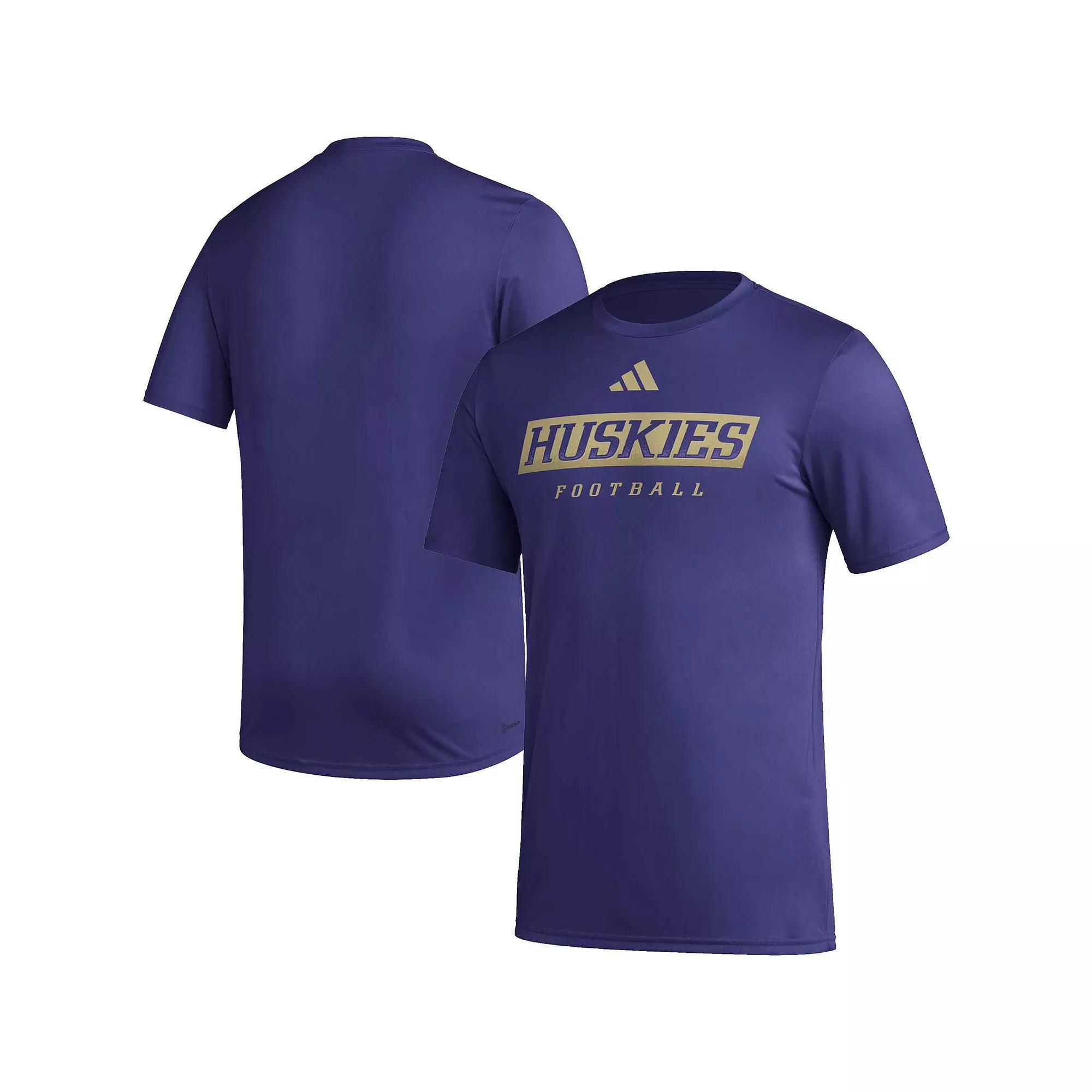 Men's adidas Purple Washington Huskies Football Practice AEROREADY Pregame T-Shirt, Size: Small Product Image