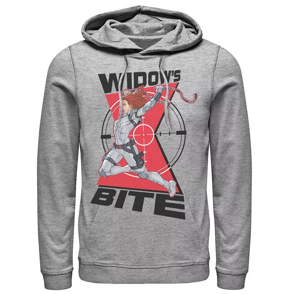 Men's Marvel Black Widow Animated Action Pose Hoodie, Size: Medium, Athletic Grey Product Image