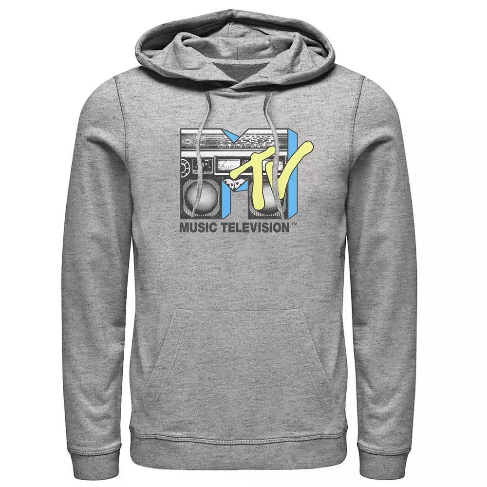 Men's MTV Logo Black And Yellow Boombox Hoodie, Size: XXL, Athletic Grey Product Image