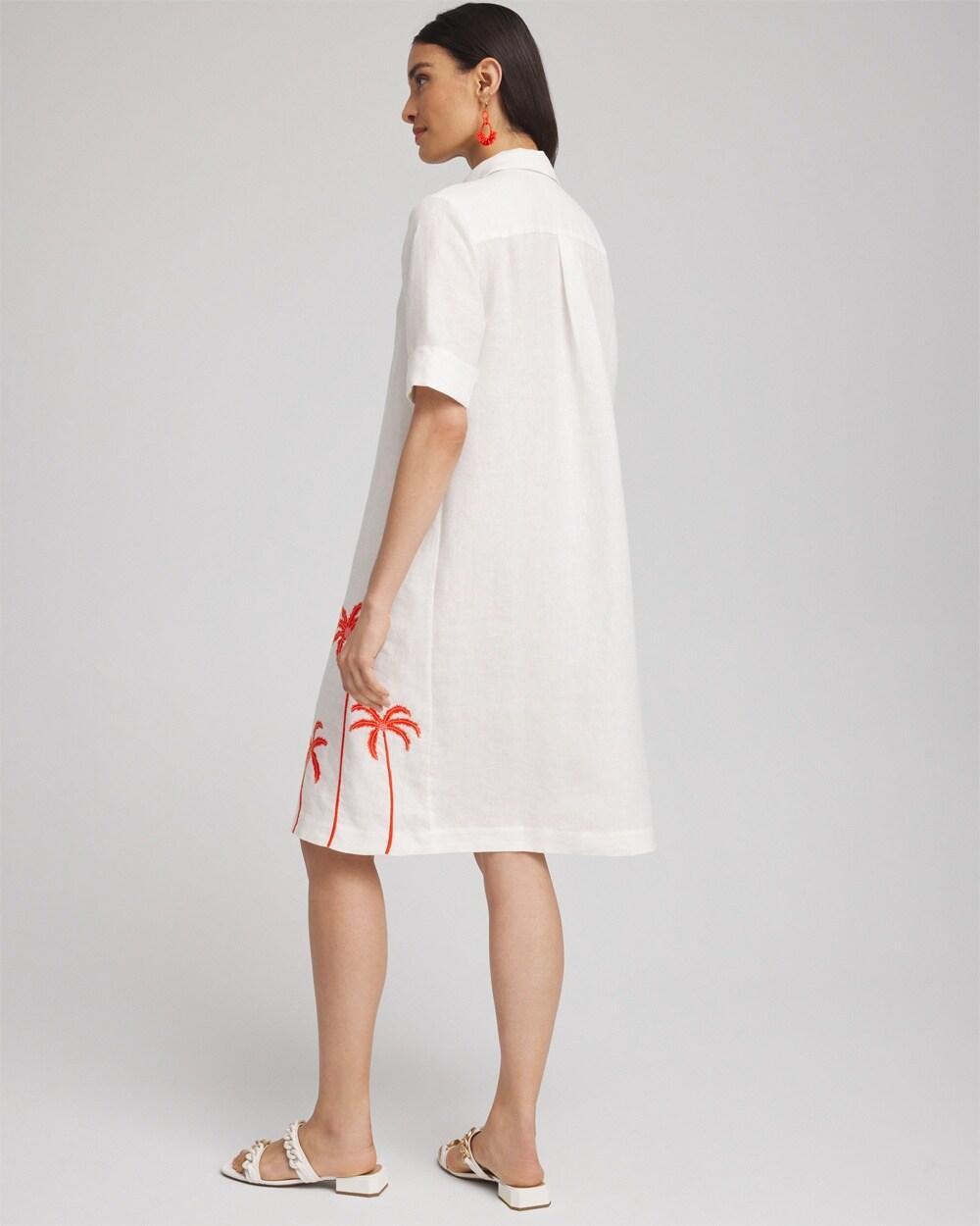 Linen Embroidered Palms Dress Product Image