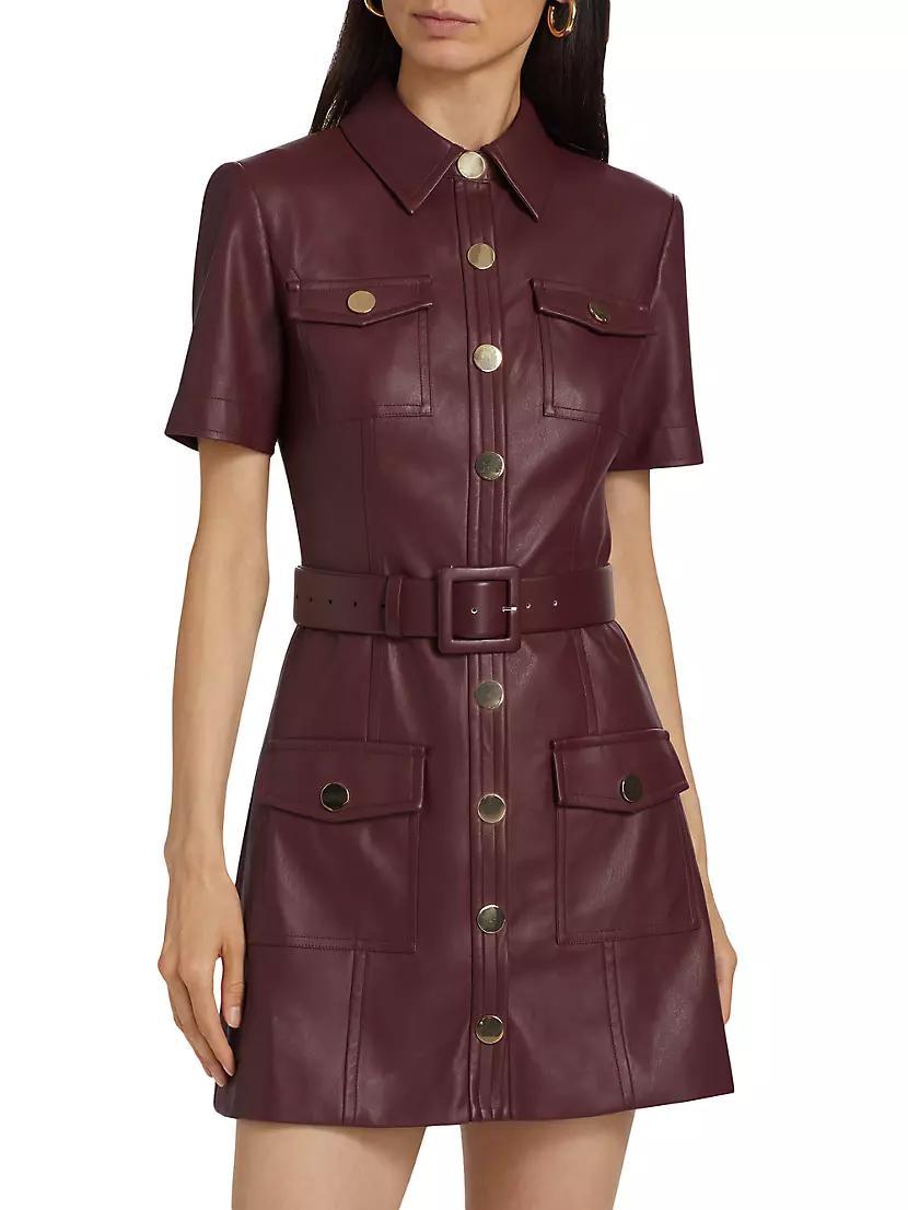 Lydia Faux Leather Belted Minidress Product Image