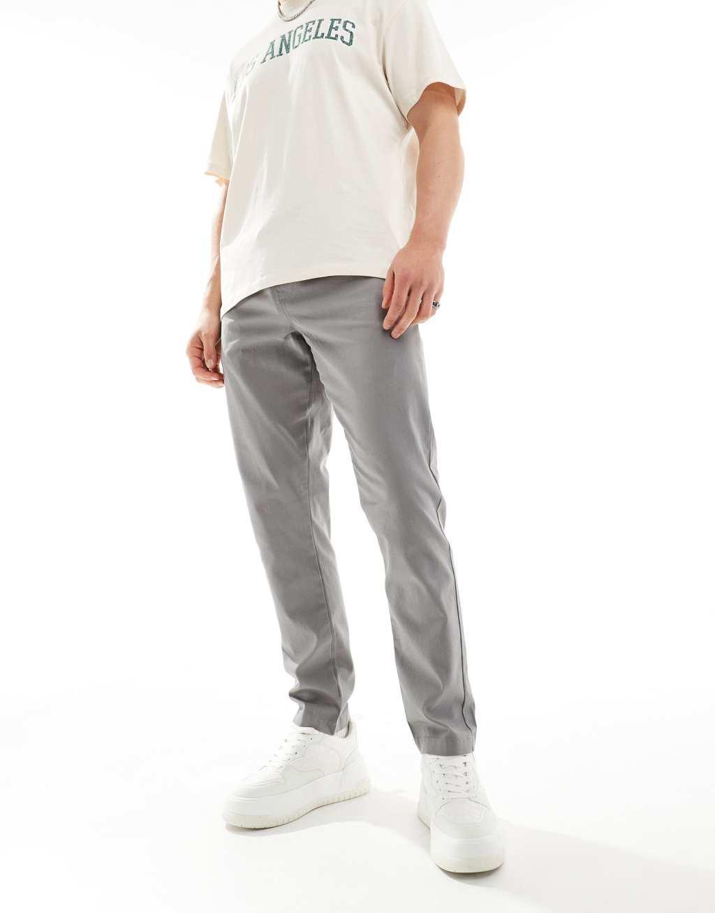 ASOS DESIGN slim pull on pants in gray Product Image