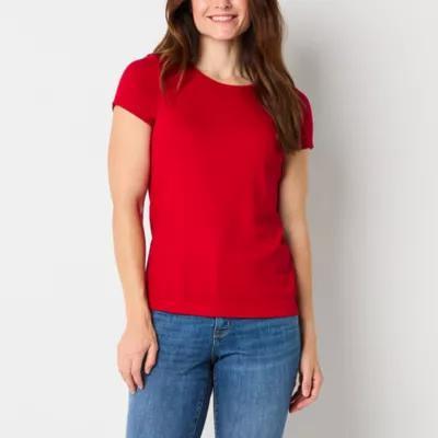 St. John's Bay Womens Crew Neck Short Sleeve T-Shirt Product Image