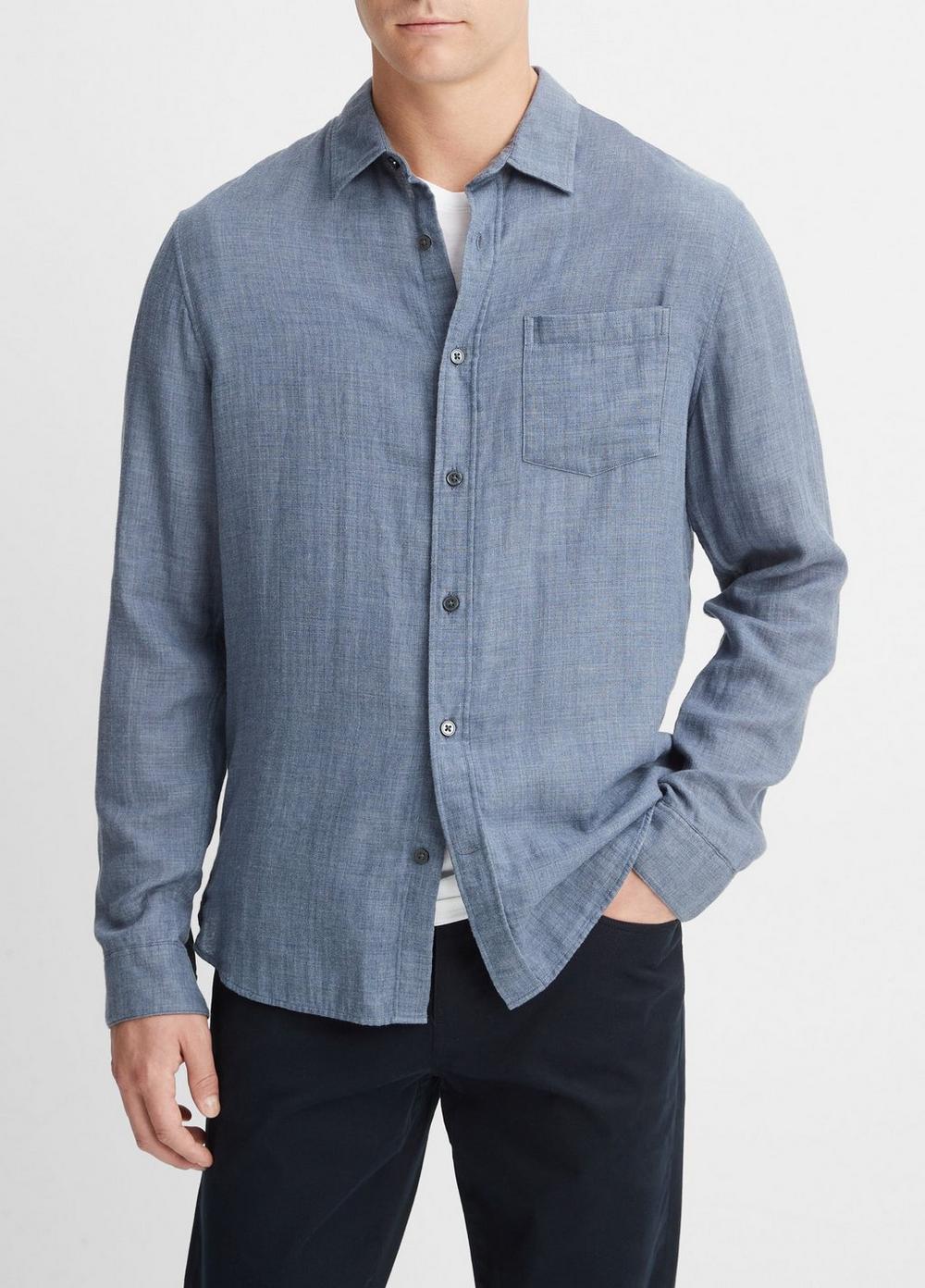 Mens Double Face Long Sleeve, Chambray, Size XS Vince Product Image