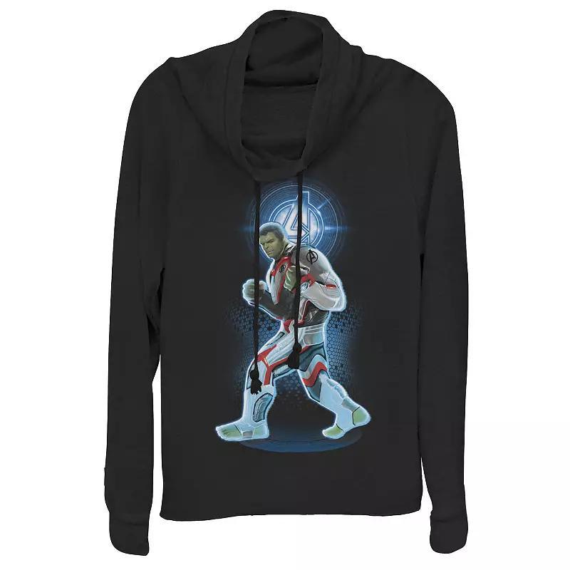 Juniors' Marvel Avengers Endgame Logo Hulk Quantum Suit Portrait Cowlneck Graphic Lightweight Long Sleeve, Girl's, Size: XXL, Black Product Image