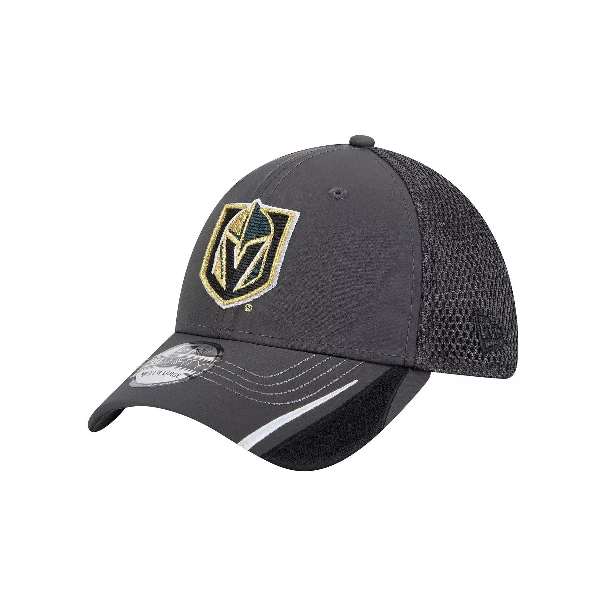 Men's New Era  Gray Vegas Golden Knights Linear Featherweight 39THIRTY Flex Hat, Size: Medium/Large, Lvk Grey Product Image