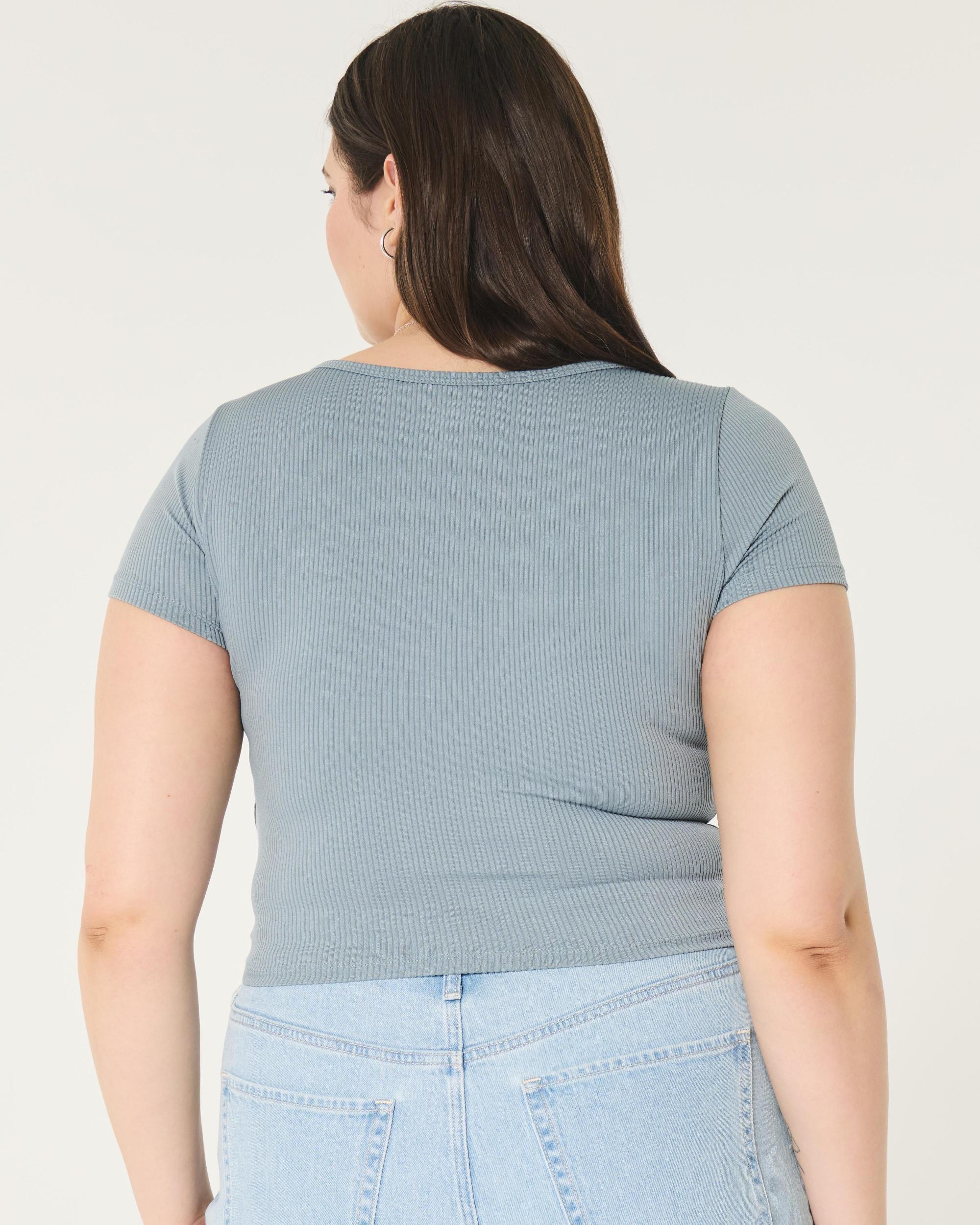 Ribbed Seamless Fabric Square-Neck Top Product Image