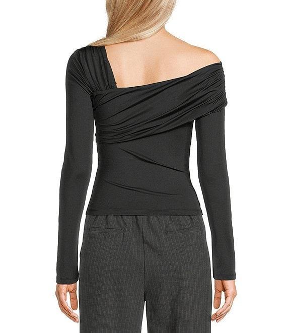 NIA Knit One Shoulder Long Sleeve Fitted Top Product Image