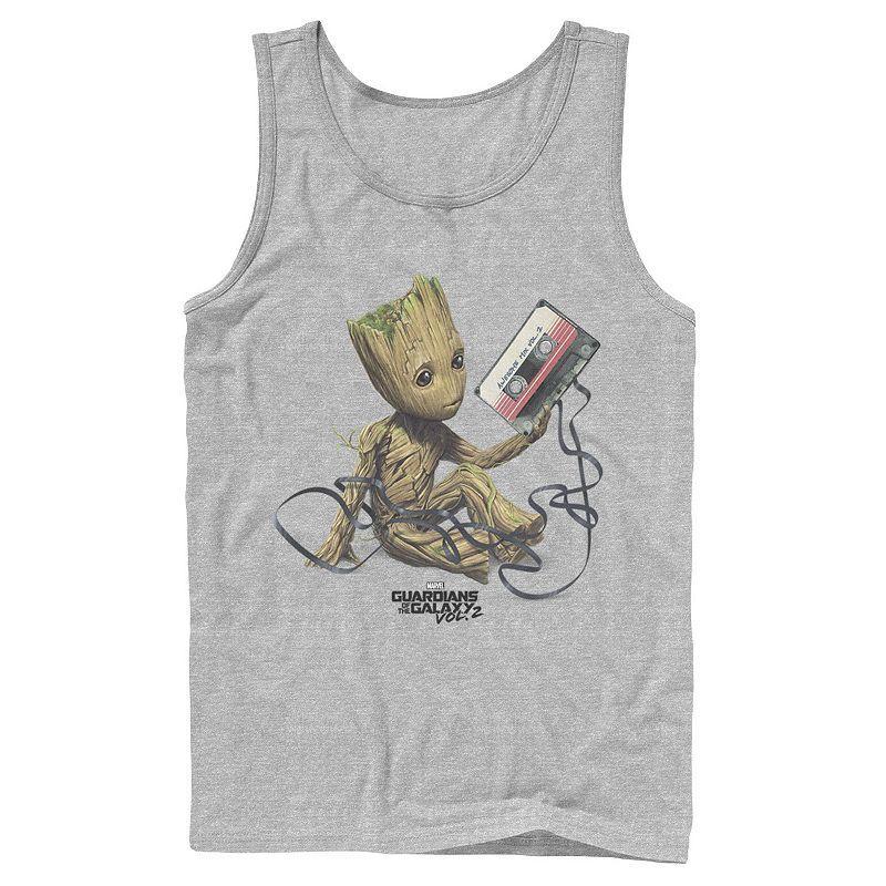 Men's Marvel Guardians Of The Galaxy Vol. 2 Groot Tape Portrait Graphic Tank Top, Size: Large, Athletic Grey Product Image