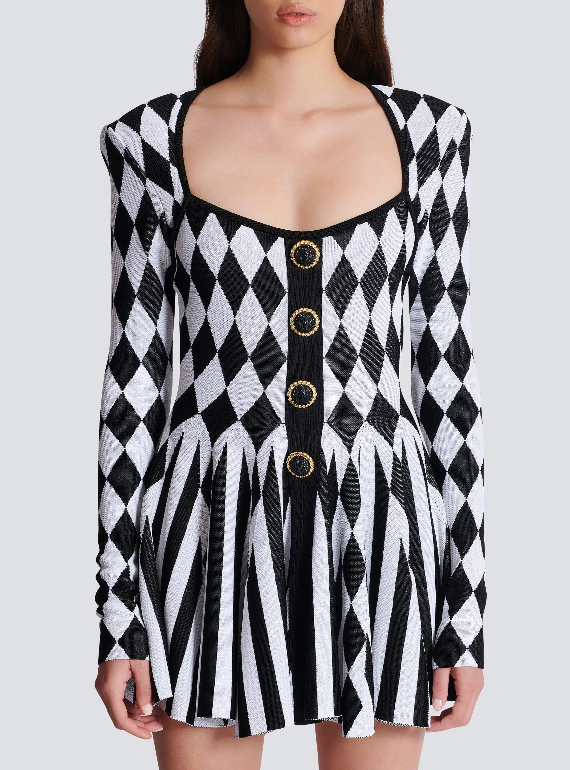 Diamond jacquard flared knit dress Product Image