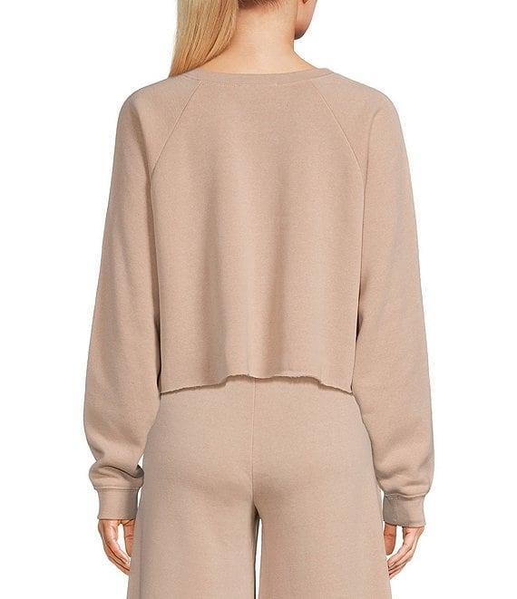Double Zero Coordinating Crewneck Long Sleeve Urban Trendy Laid Back Crop Sweatshirt Product Image