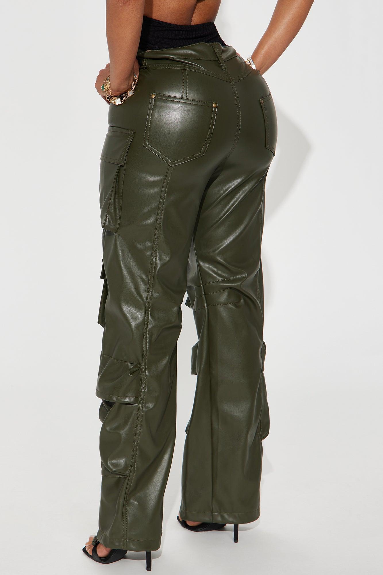 City Is Mine Faux Leather Cargo Pant - Olive Product Image