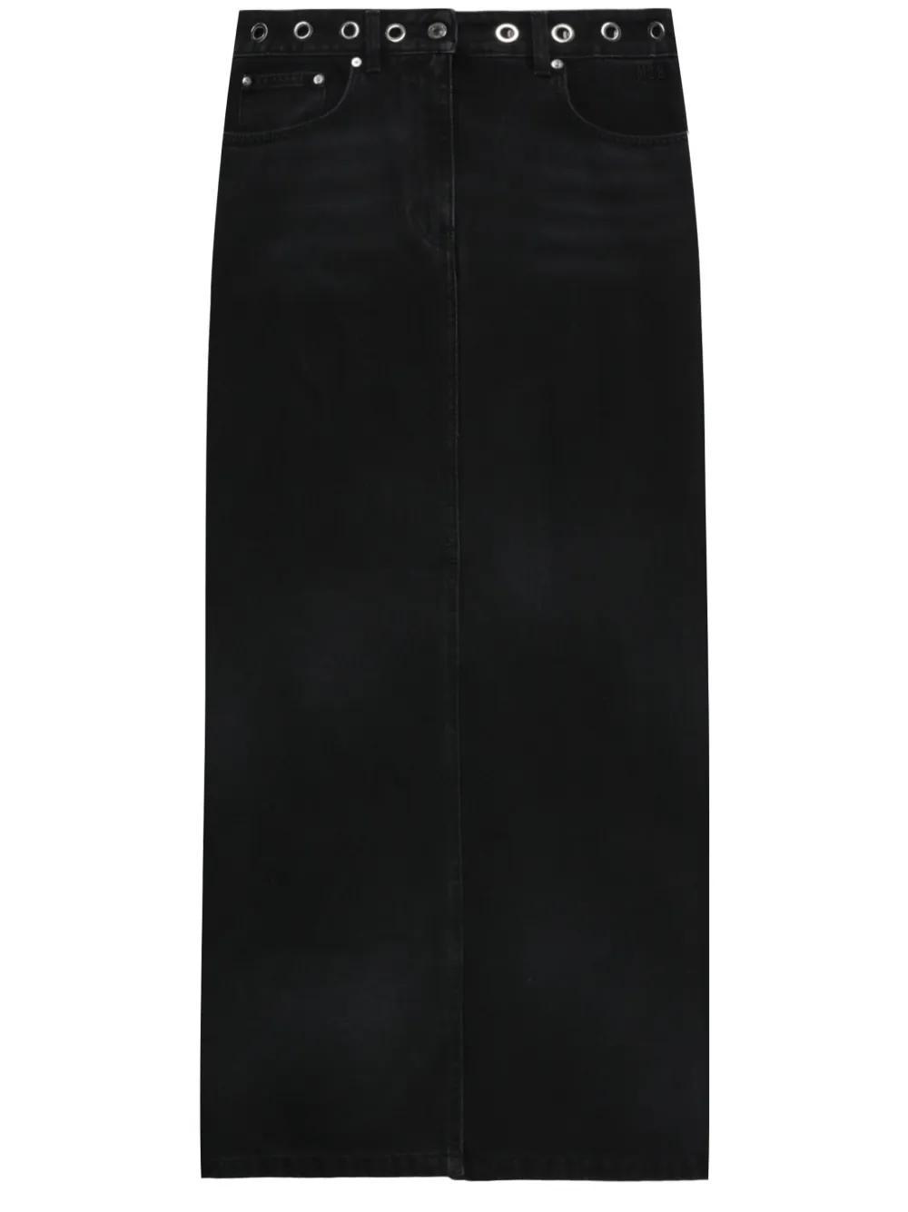 MSGM Eyelet-detailing Mid Skirt In Schwarz Product Image