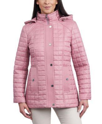 London Fog Womens Petite Hooded Quilted Water-Resistant Coat Product Image