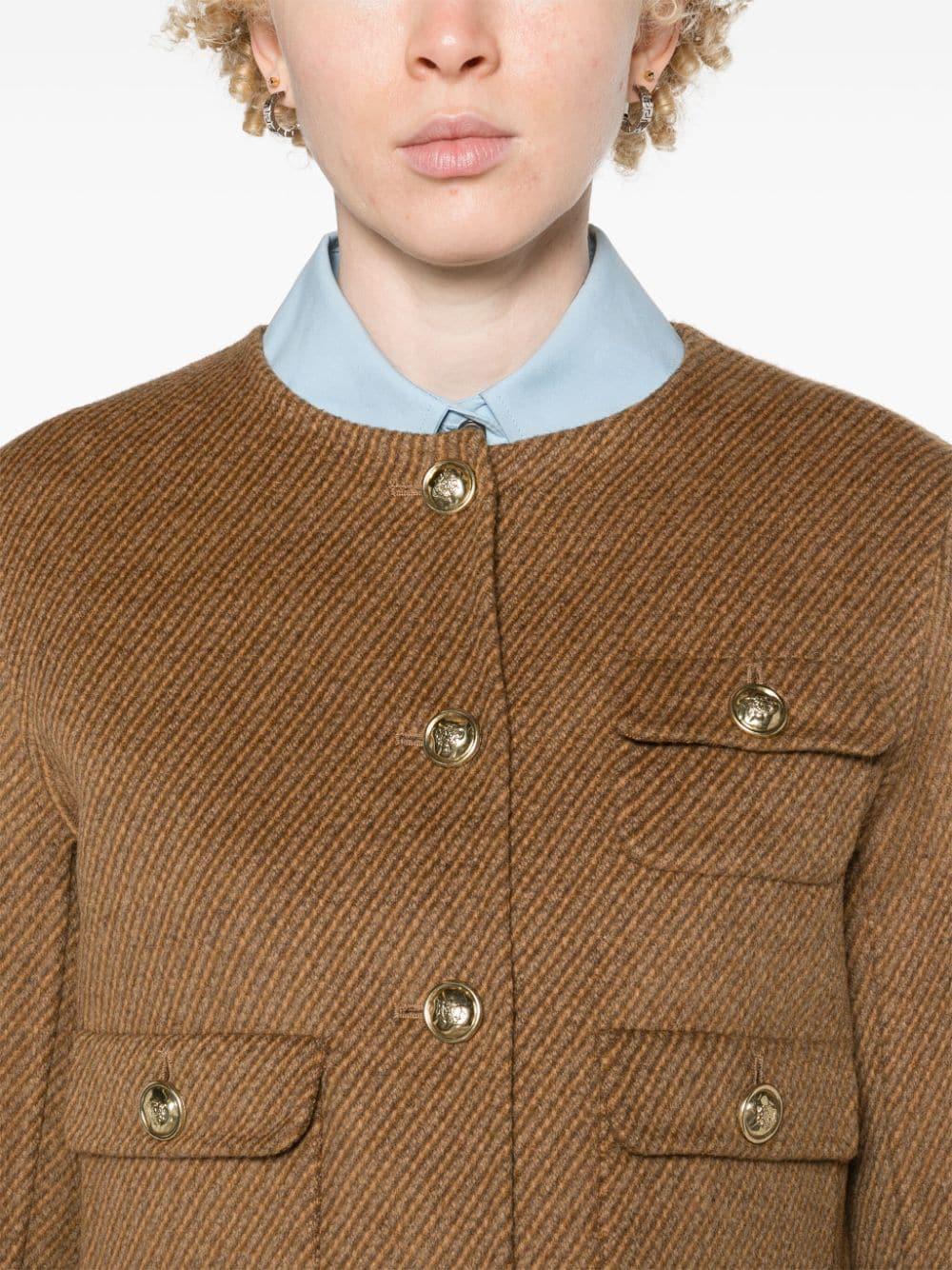 collarless felted cropped jacket Product Image