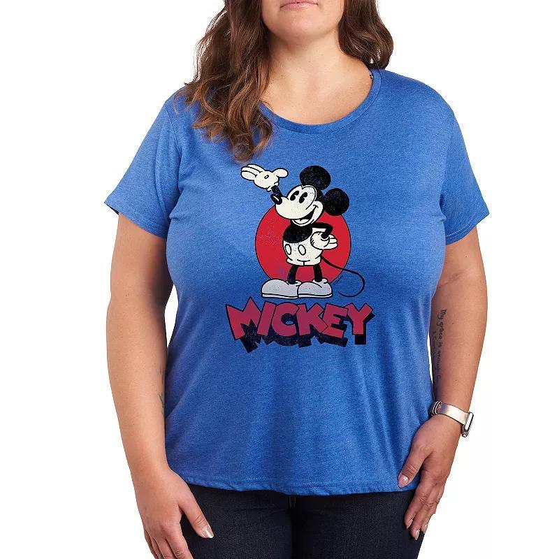 Disneys Mickey Mouse Plus Mickey Heritage Graphic Tee, Womens Grey Royal Blue Product Image