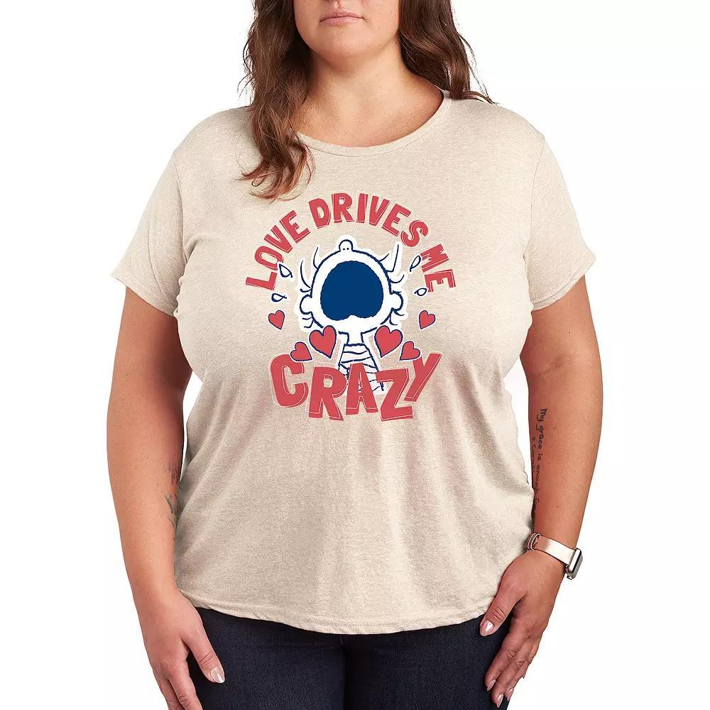 Plus Peanuts Love Drives Me Crazy Graphic Tee, Womens Product Image