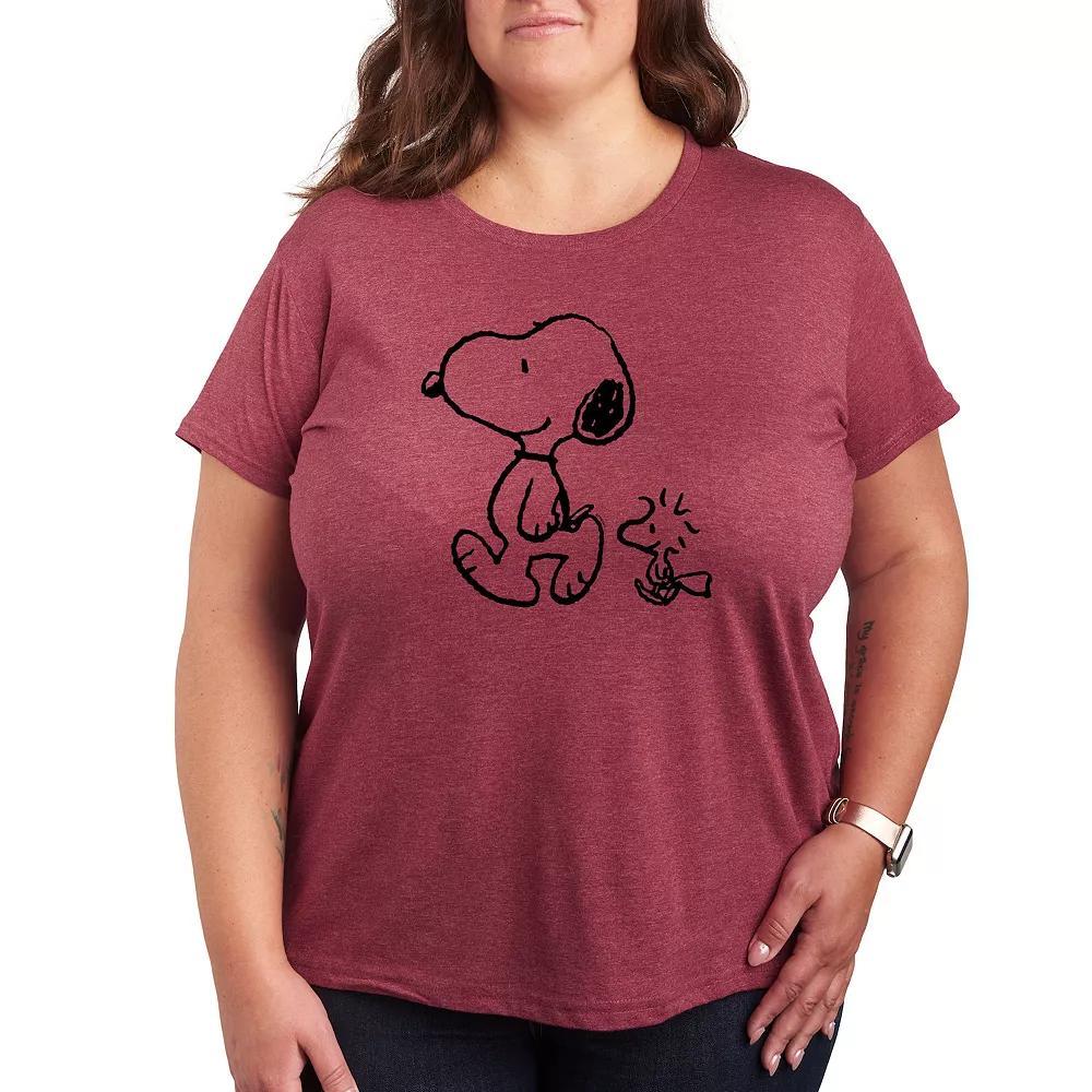 Plus Peanuts Snoopy Woodstock Walk Graphic Tee, Womens Product Image