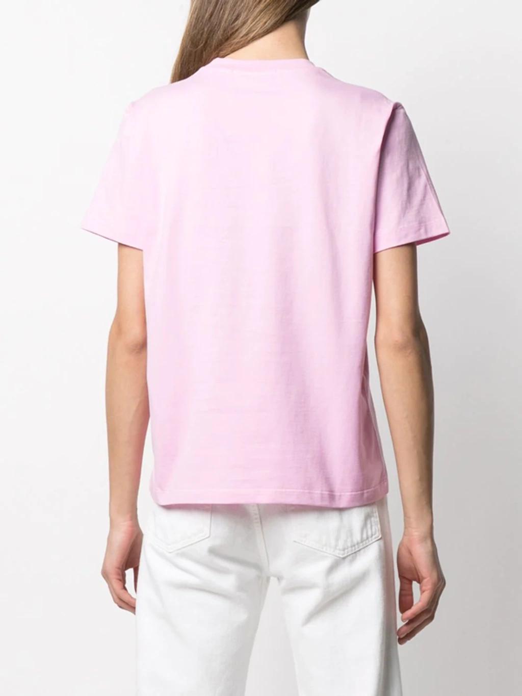 MSGM Micro-logo Crew Neck T-shirt In Pink Product Image