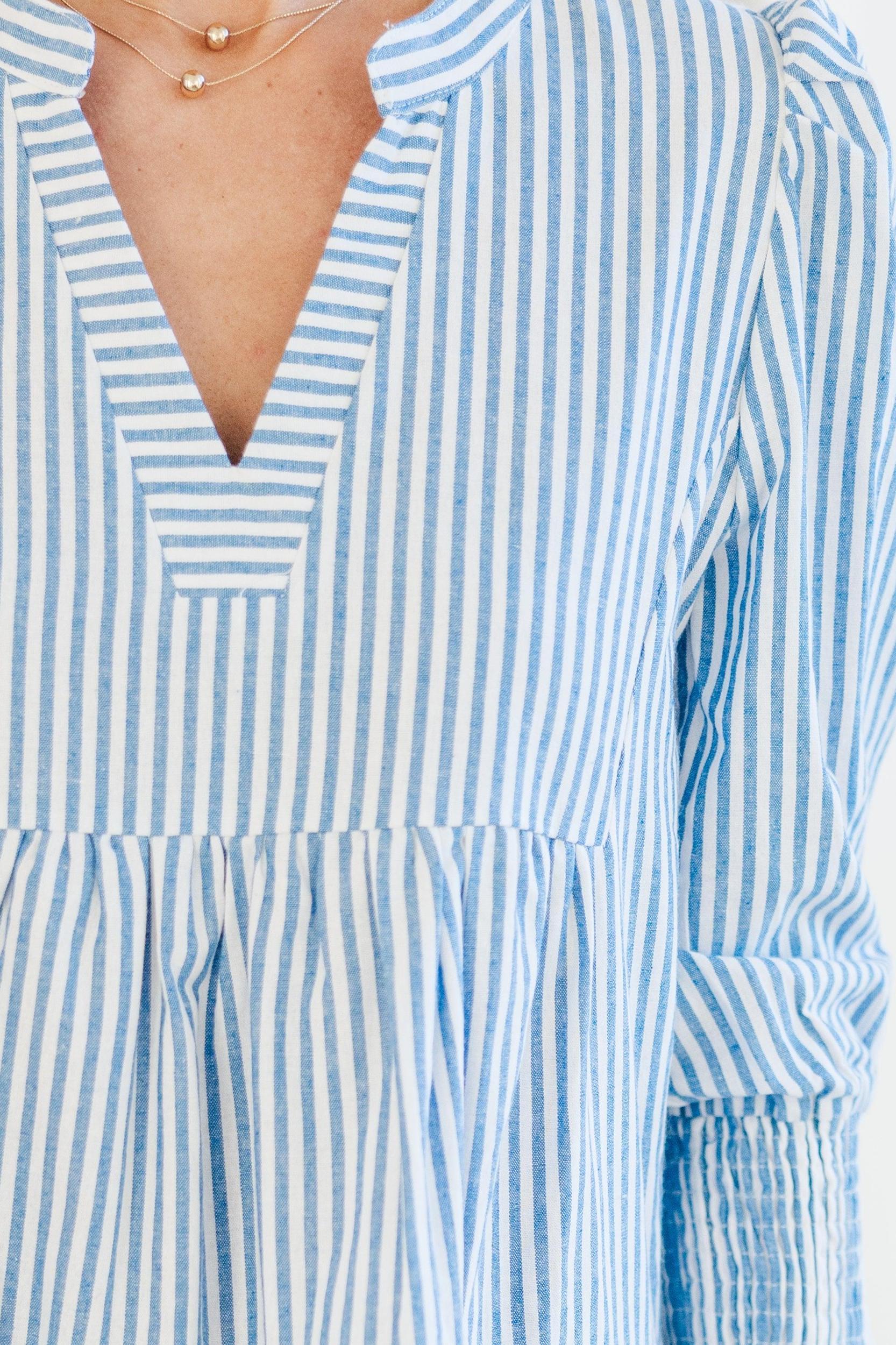 In Your Happy Place Blue Striped Dress Female Product Image