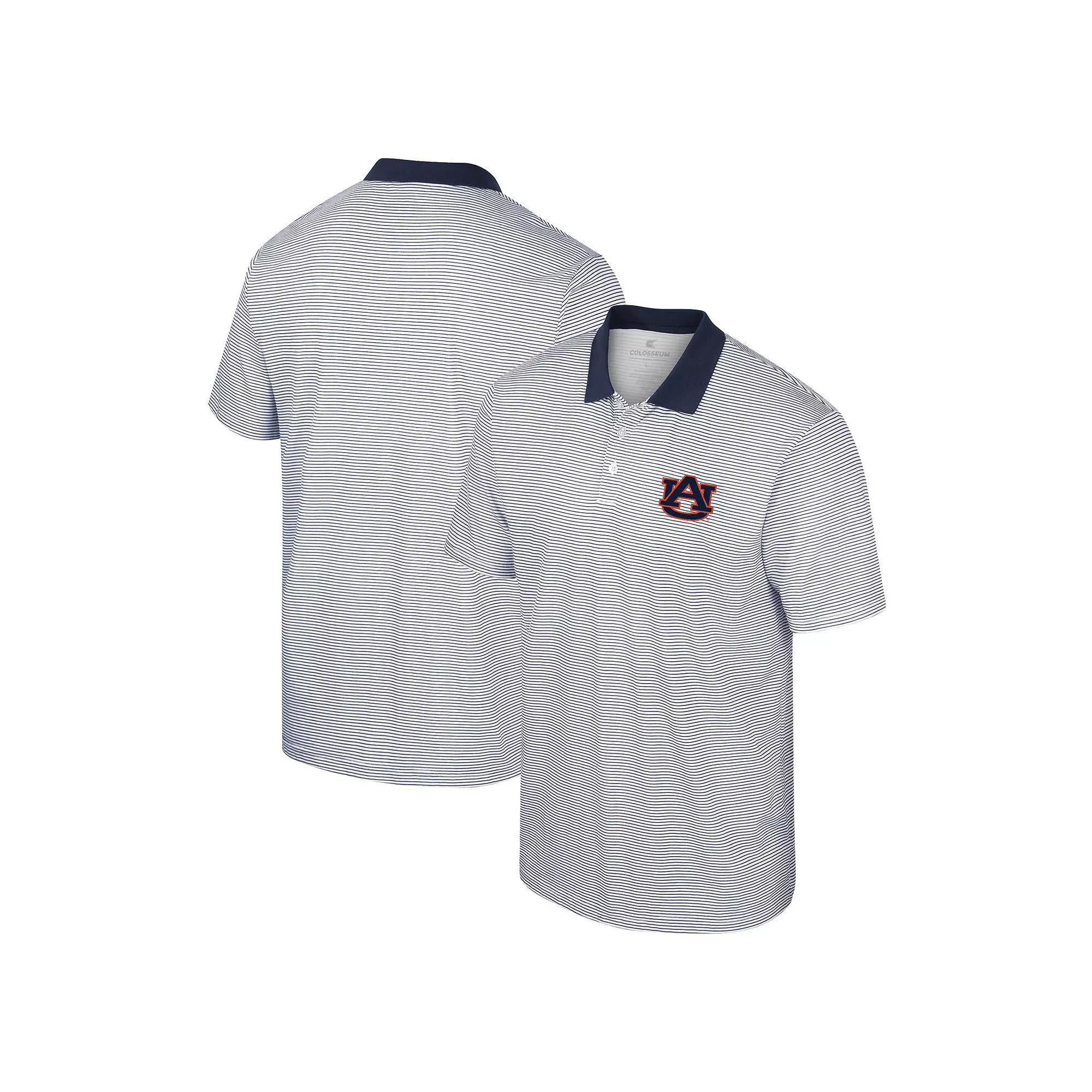 Men's Colosseum White/Navy Illinois Fighting Illini Print Stripe Polo, Size: XL Product Image
