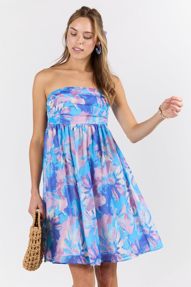 At The Oasis Multi Strapless Printed Mini Dress SALE Product Image