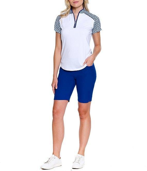 Sport Haley Bridget Contrast Print Collared Half Zip Short Sleeve Polo Top Product Image