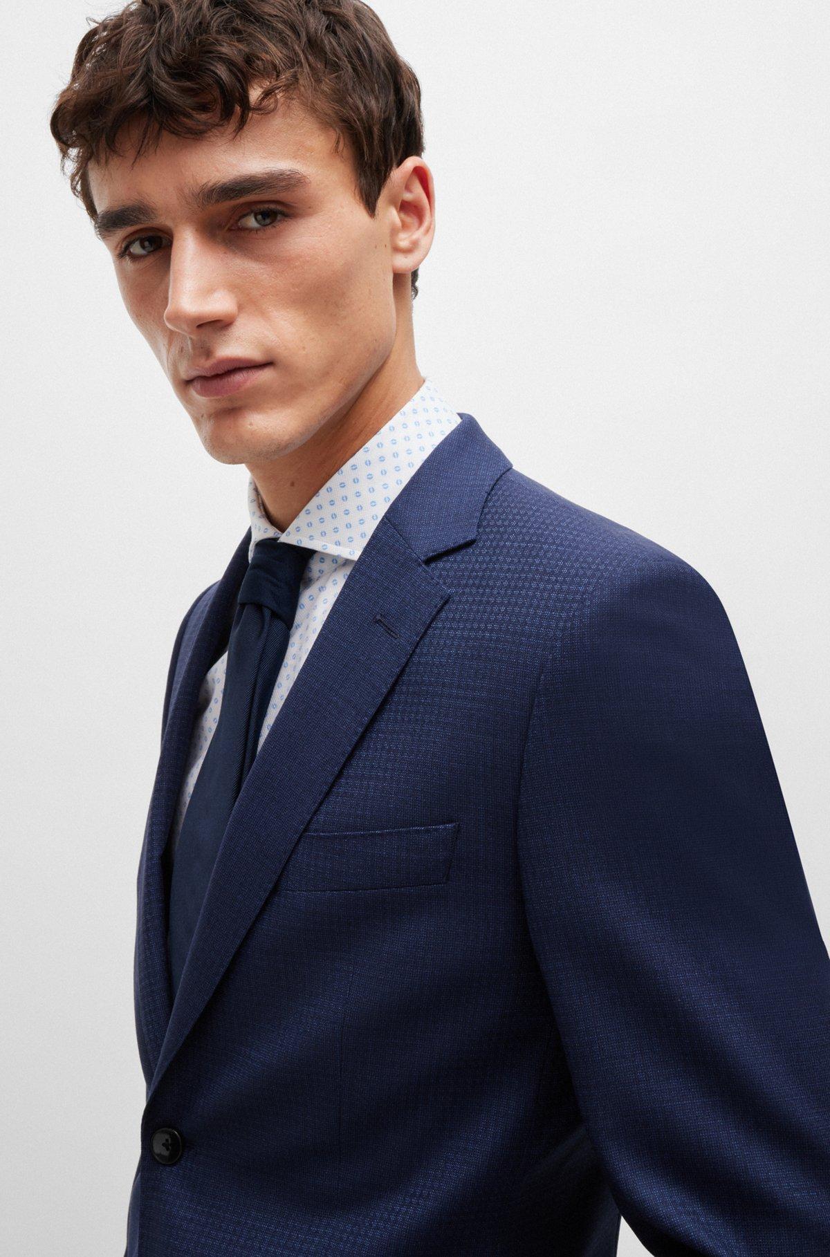 Slim-fit suit in patterned stretch wool Product Image