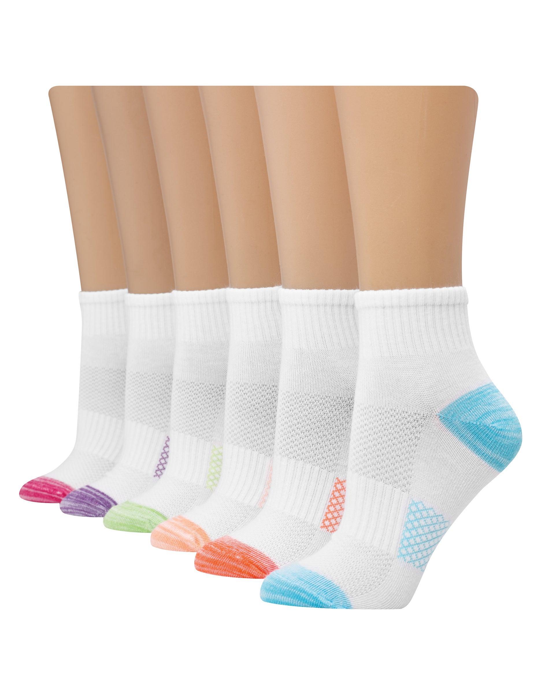 Hanes X-Temp Womens Ankle Socks, 6-Pairs White Assorted Stripes 5-9 Product Image
